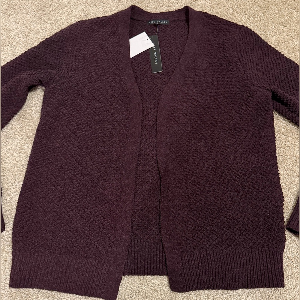 Napa Valley Deep Purple Cardigan Sweater Size Medium NWT